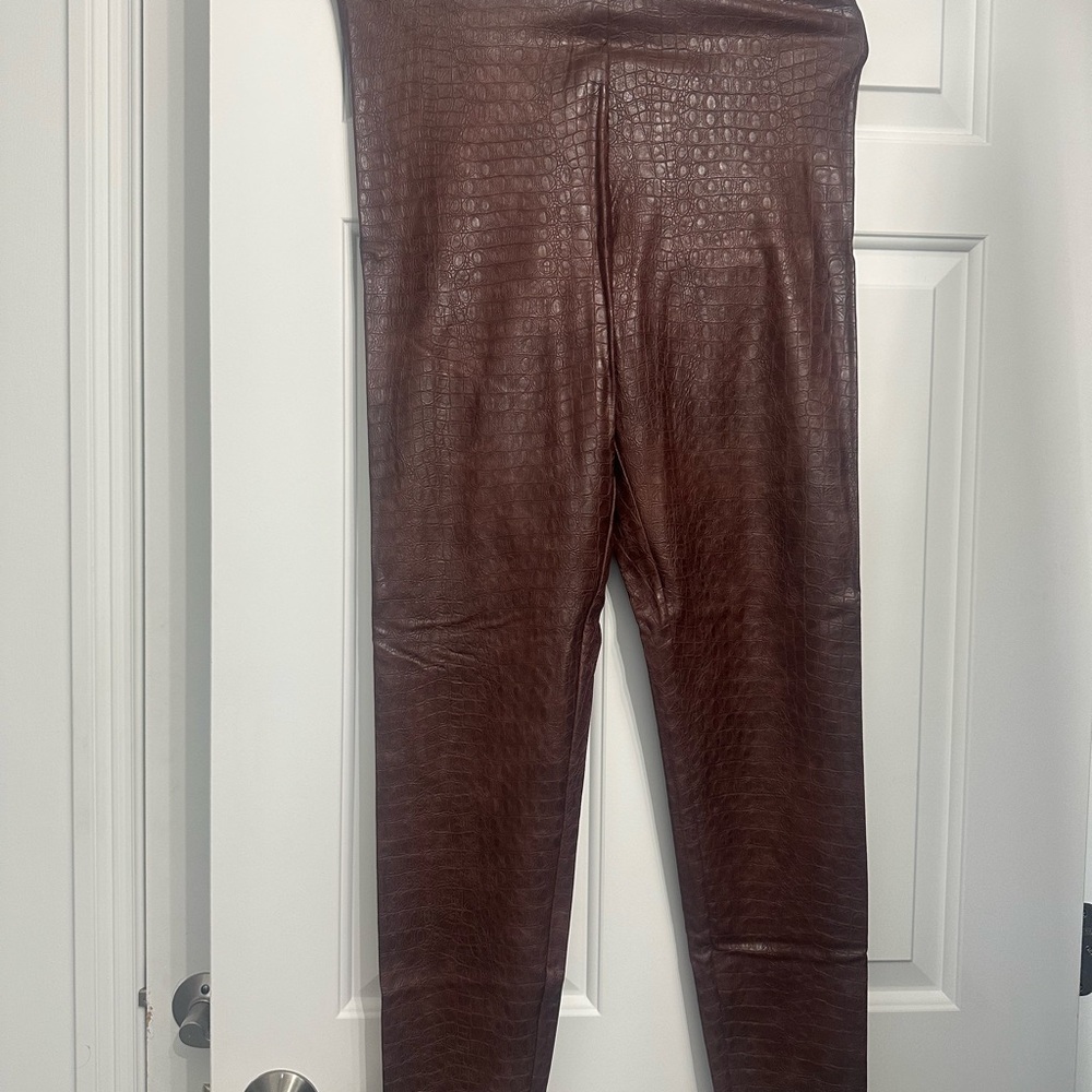 Commando Brown Croc-Embossed Leggings XL